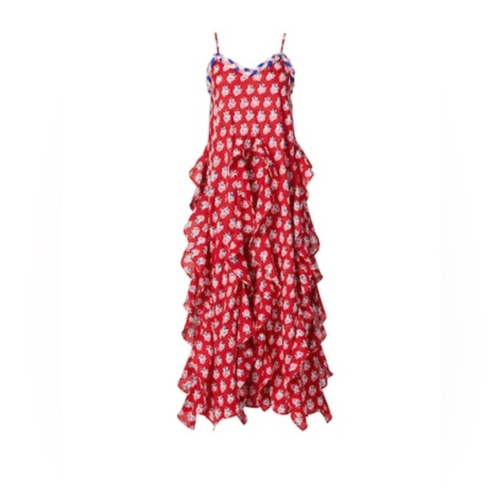 NWT‎ Alix of Bohemia Flower Ruffle Dress in Filipa Red sz S